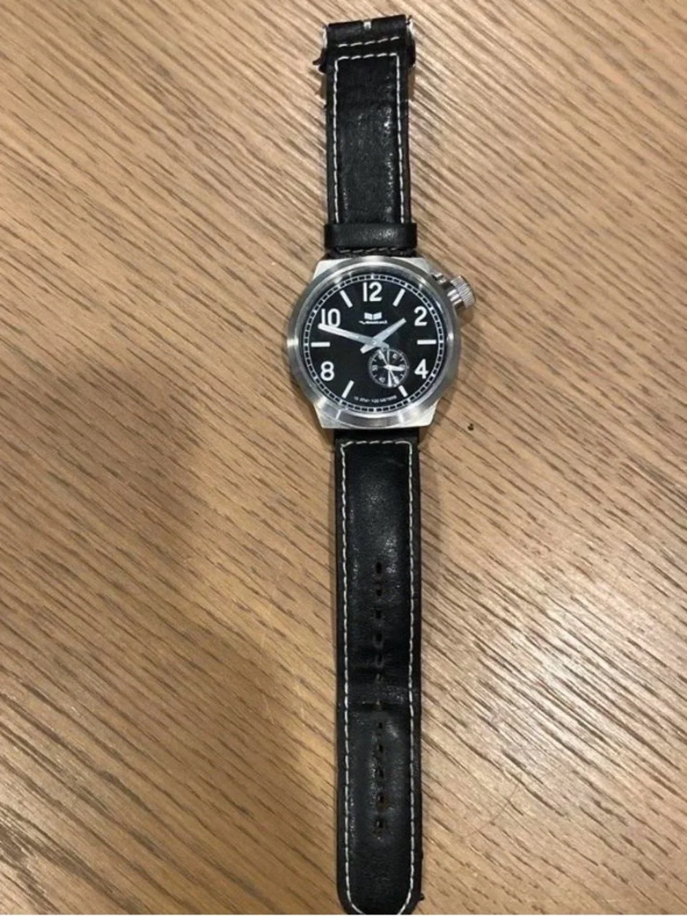 Vestal Men's Black Leather Strap Watch - Classic Analog Design